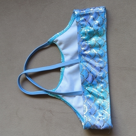 Basically by Btween Girls Size 6 Bikini Set Shiny Strappy Scales mermaid - Picture 5 of 8